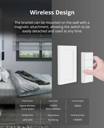 Zemismart Zigbee Wireless Switch,US Standard Scene Controller, Work with Tuya,Home Assistant, Homey, Hubitat,Smartthings