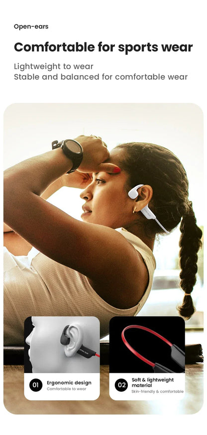 Bone Conductive Wireless Earphones Bluetooth 5.2 Open Headphones Sports Headset Waterproof Earhooks Headworn Loop