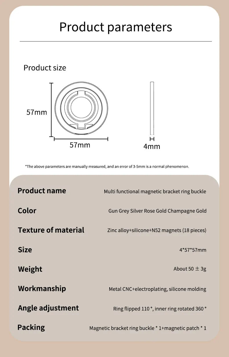 Mobile Phone Strong Magnetic Holder for Magsafe Double-sided Magnet Stand Portable Folding Ring Bracket for Xiaomi iPhone 14 15