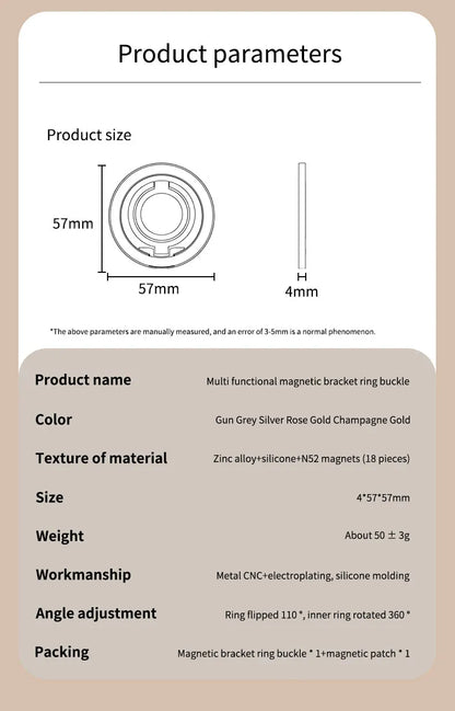 Mobile Phone Strong Magnetic Holder for Magsafe Double-sided Magnet Stand Portable Folding Ring Bracket for Xiaomi iPhone 14 15