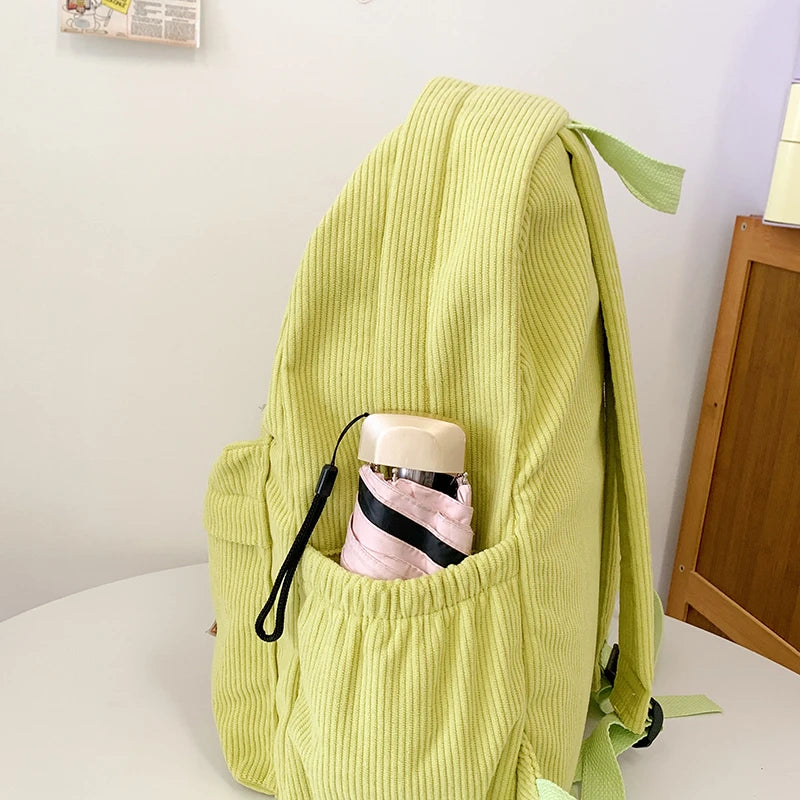 Women Schoolbag Waterproof Large Capacity School Backpack Smooth Zipper Solid Color Teens Girl Casual Daypack Bag Student Supply