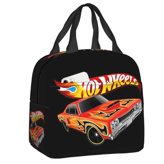 Custom Hot Wheels For Fans Thermal Insulated Lunch Bag Cartoon Sport Car Portable Lunch Container Travel Multifunction Food Box