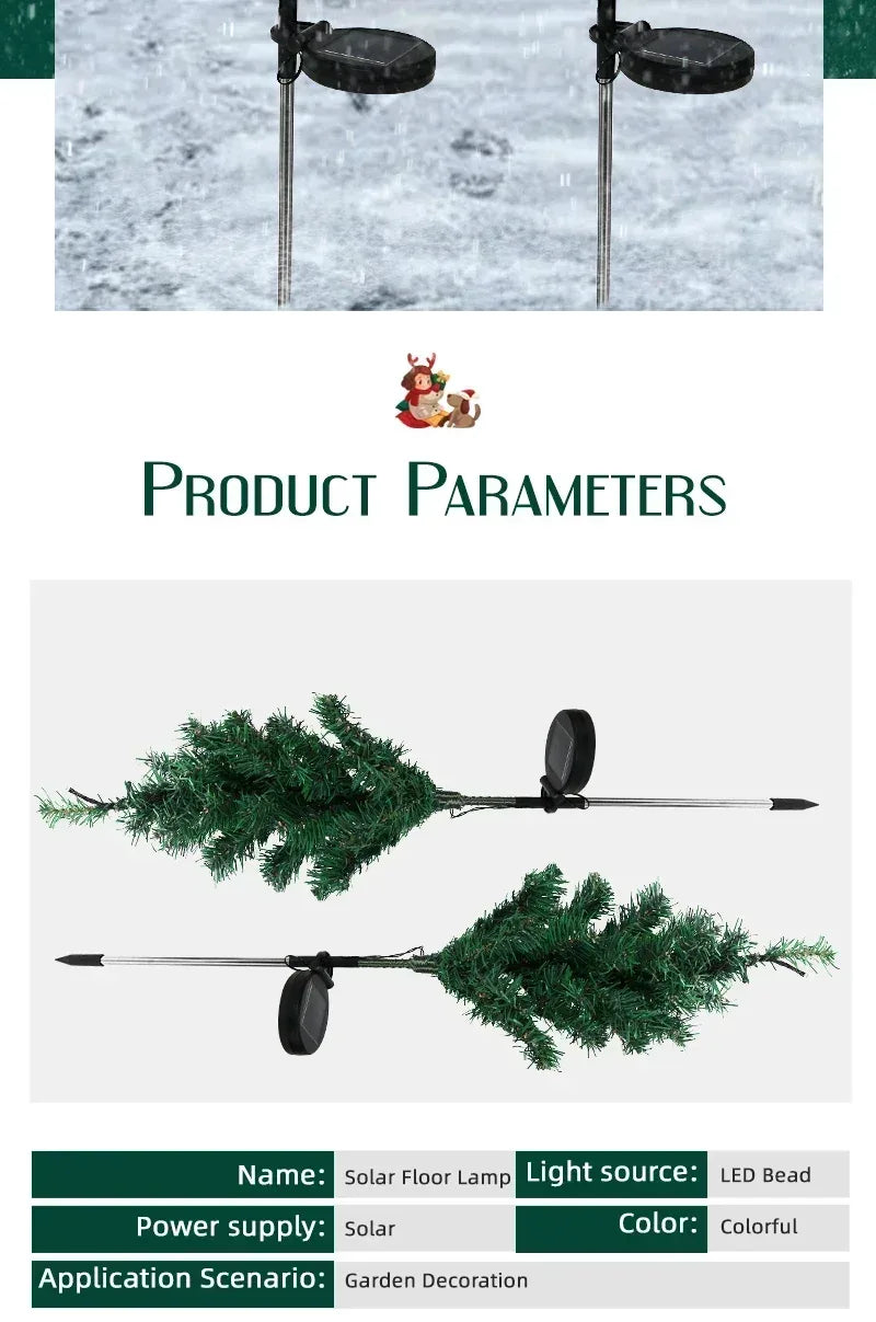 Solar LED Lights Christmas Tree Lawn Lamp Holiday Lantern For House Festive Wedding Courtyard Garden Decoration RGB Light