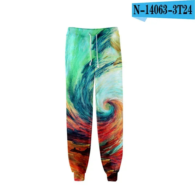 New Hot Sale 3D Print Tie Dye Pink and Green Pants Colorful Psychedelic Trousers Streetwear Men/Women Sweatpants