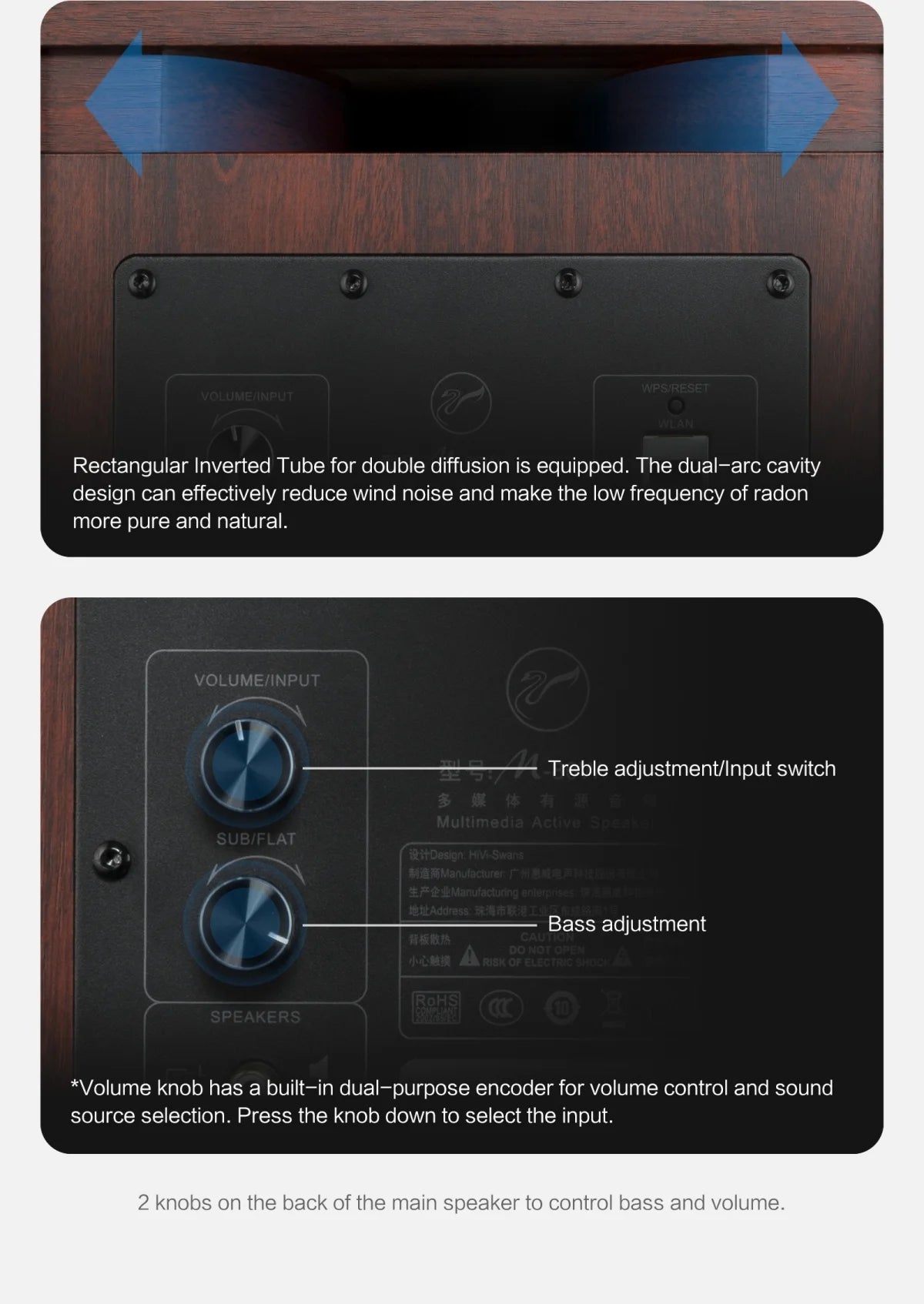 Hivi M-80W Wireless WiFi & Bt Digital Soundbar, 2.1 Active Multimedia Speaker System for TV & Home Theater