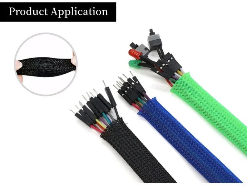 1-50M 2mm Insulated PET Braid Sleeves Sleeving High Density Cable Sheath Wrap Cable Protector Braid For Wires