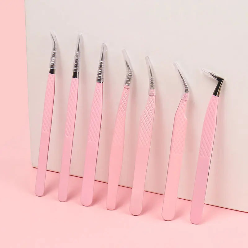 1pcs Fiber Tip Eyelash Extension Tweezers Stainless Steel Eyebrow Clip Lash Lifting High Precise Eyelashes Tweezer Makeup Tool