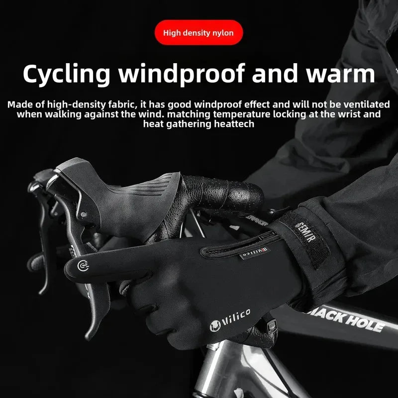 Vilico Warm Touchscreen Motorcycle Fishing Gloves Windproof Durable Anti‑Slip Waterproof Breathable for Autumn & Winter Cycling