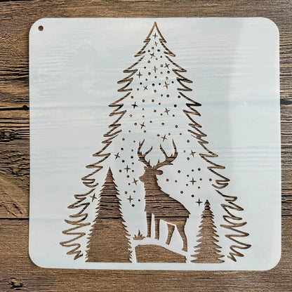 20*20 cm DIY mandala mold for painting stencils stamped photo album embossed paper card on wood, fabric wall christmas deer