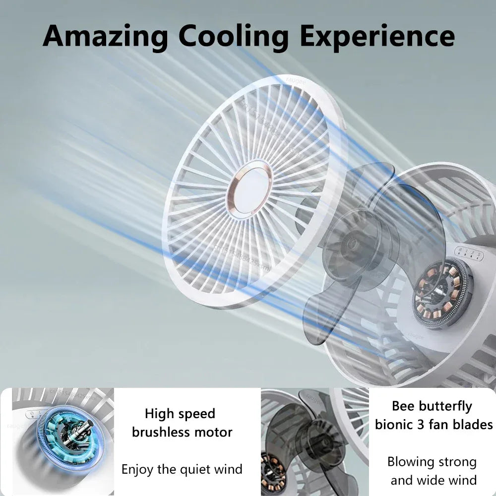 Desktop Fan Portable Clip Fan for Home Room Office Desk/Clip Fan 720° Rotate Wireless Wall Fan Portable Mini Air Circulator Fan