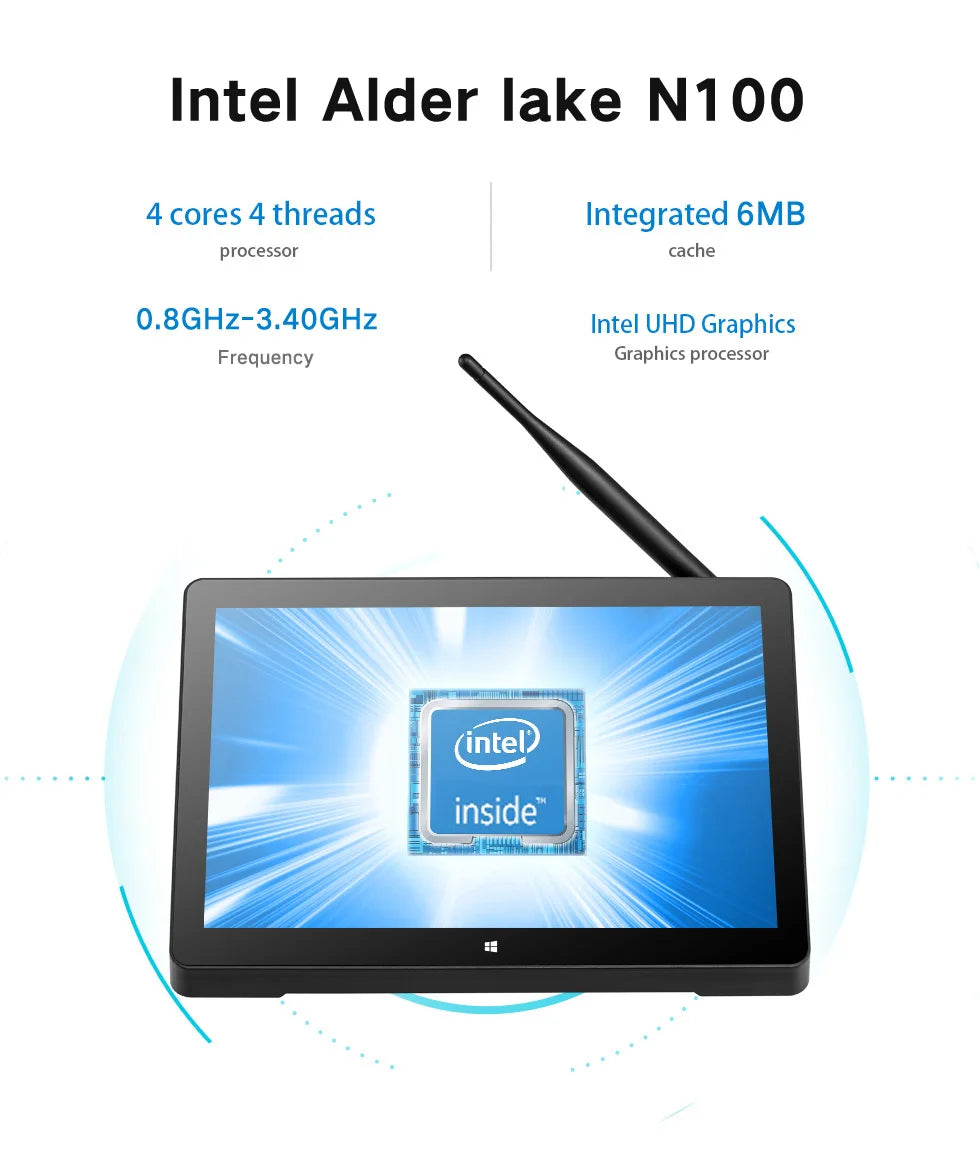 20256 Pipo H10 PRO 10.1 Inch IPS Touch Screen MINI PC Win11 Win10 OS Intel N100 Quad Core Tablet PC BT WIFI RJ45 USB 3.0 POE HD