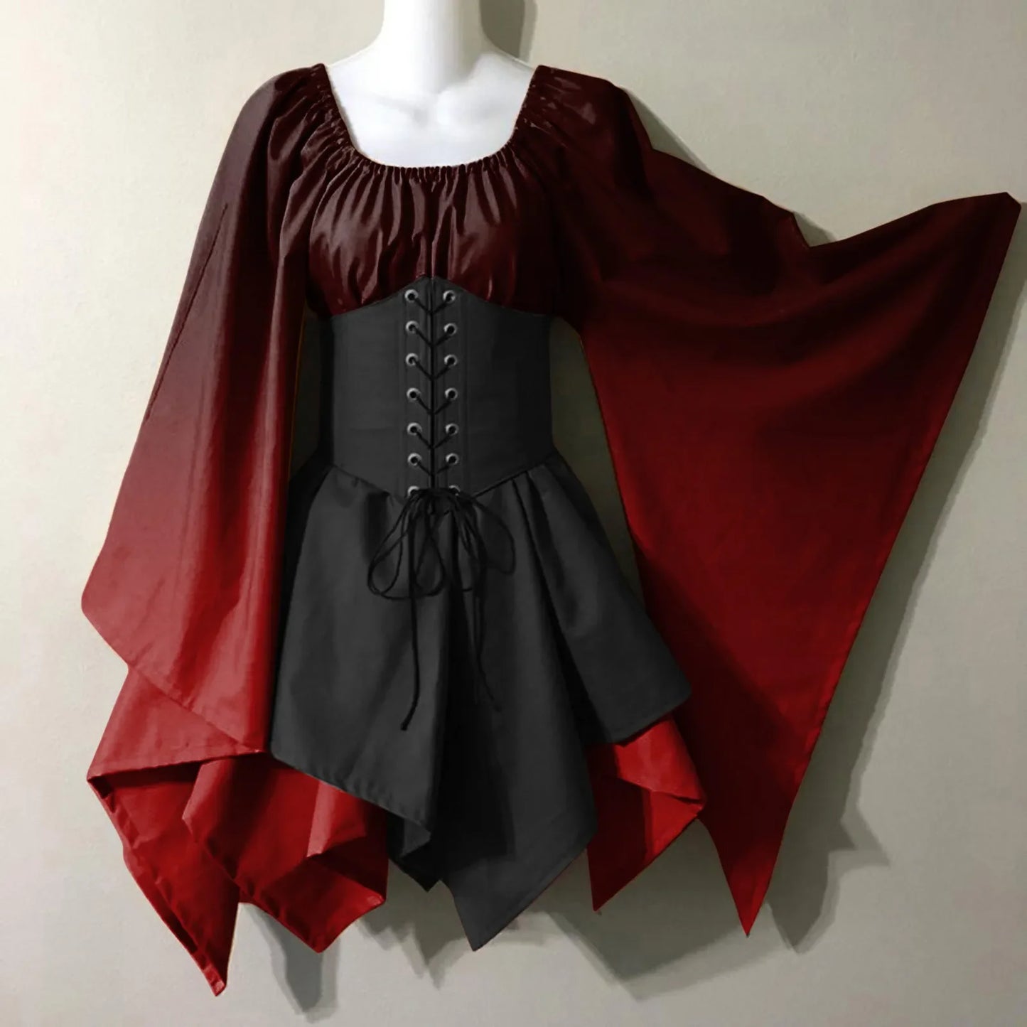 Robe de Cosplay Rétro à Imprimé Dégradé pour Femme, Tenue de Spectacle d'Halloween, Renaissance du Moyen Âge