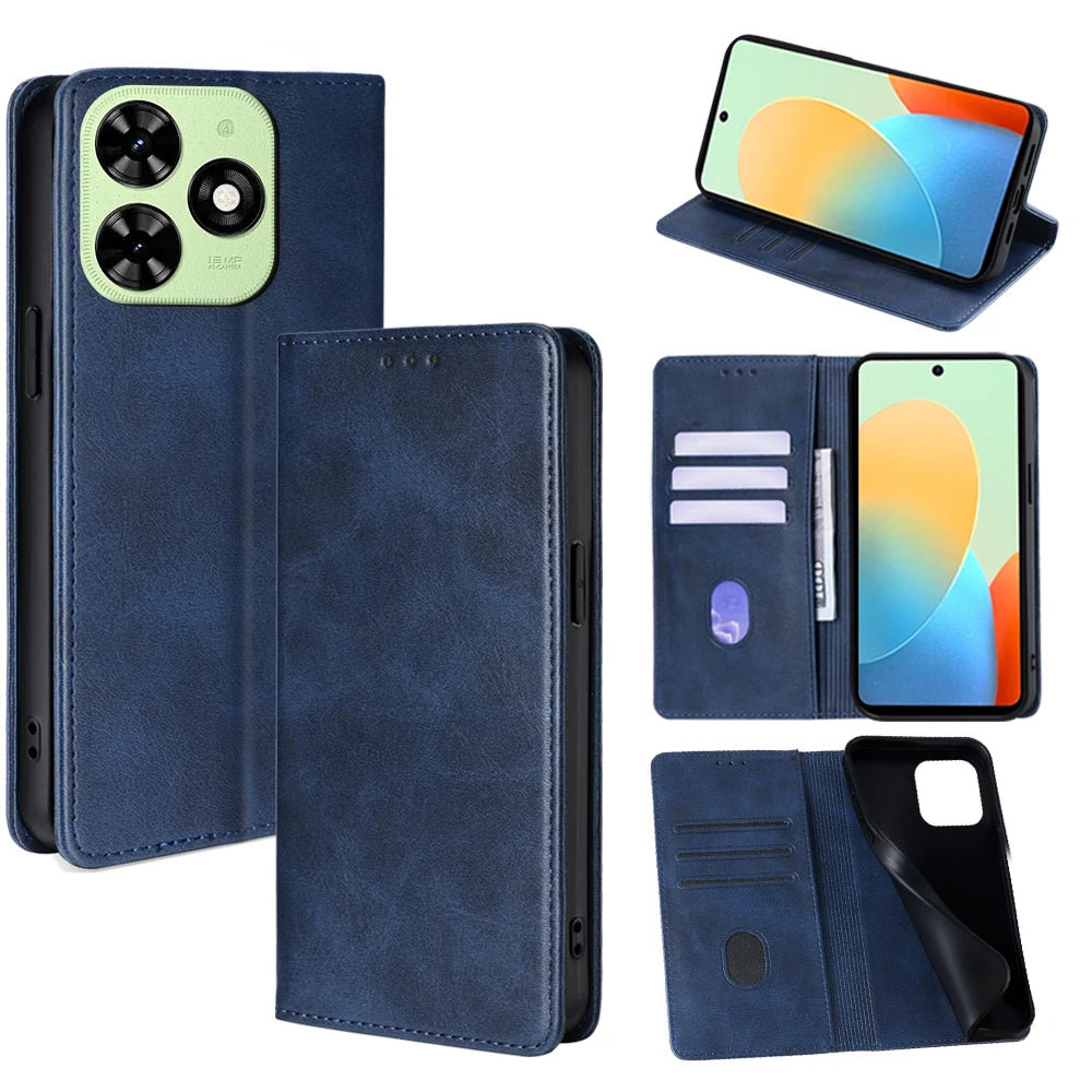 Business Magnetic Phone Case for Tecno Spark 20 10 Pro 20C 10C 8C Spark GO 2024 Pop 8 Pro Leather Wallet Case Flip Cover