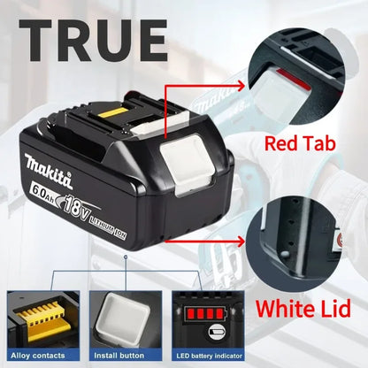 Genuine Makita 6.0Ah for Makita 18V Battery BL1830B BL1850B BL1850 BL1840 B0L1815 Replacement Lithium Battery DC18RC Chargers