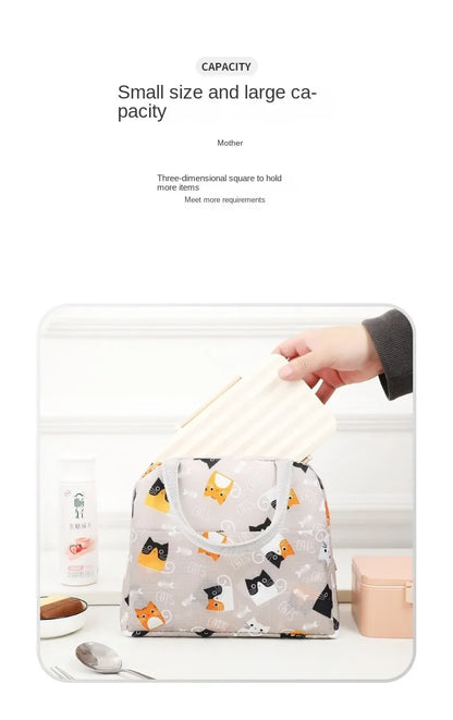 1PC Cartoon Lunch Bag Insulated Thermal Heat Lunch Box Bag Portable Cute Picnic Tote Children's School Bento Bags Large Capacity