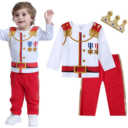 Todder Boys Prince Charming Costume Halloween Fireman Clothes Infant Photography Clothing Baby Carnival Cosplay Striped Prisoner by PDG ibma