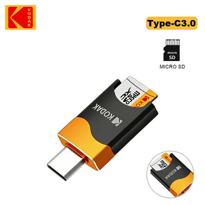 NEW KODAK T330 Micro SD Card Reader Type-C TF Memory Card High-speed OTG Adapter Suitable for Mobile Phones Tablets and Computer