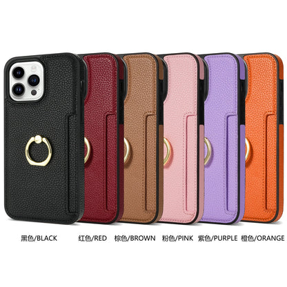 Leather Wallet Phone Case for iPhone Air 17 16 15 14 13 12 11 Pro Max XS XR X 7 8 Plus Ring Holder Card Solt Litchi Stand Cover