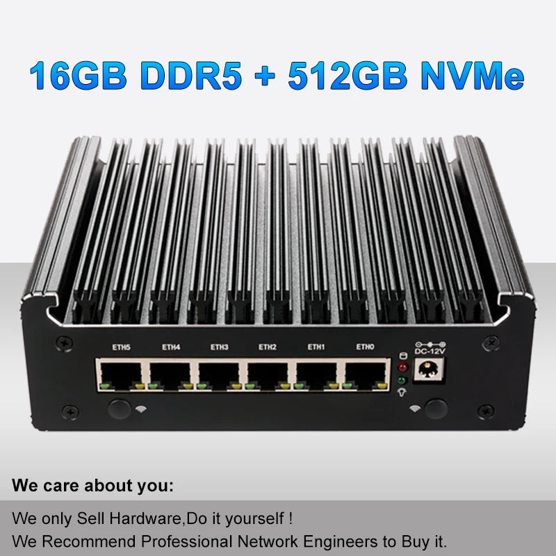 Intel Pentium Gold 8505 Soft Router 6 Lans I226-V 2.5G Fanless Mini PC COM HD DP USB Type-C DDR5 SATA PfSense Firewall Appliance