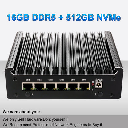Intel Pentium Gold 8505 Soft Router 6 Lans I226-V 2.5G Fanless Mini PC COM HD DP USB Type-C DDR5 SATA PfSense Firewall Appliance