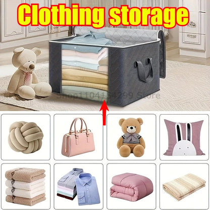 Closet Organizers and Storages Clothes Storage Bag Blanket Storage Foldable Storages Bin Sturdy Sewn By 3 Layers Fabrics
