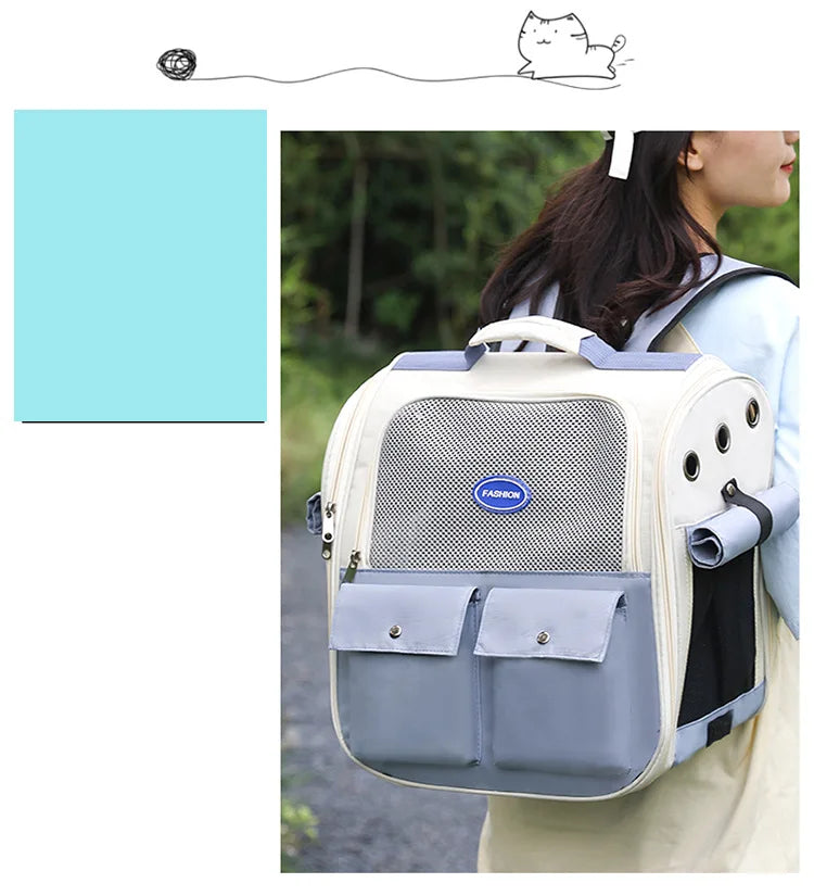 Pet Backpack Outdoor Large Cat Backpack Cat Transporter Breathable Foldable Carrying Bag Backpack Cat And Small Dog Supplies