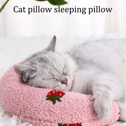 Warm Fluffy Pet Neck Pillow Comfortable U-Shaped Cushion for Cats Dogs Anxiety Relief and Deep Sleep