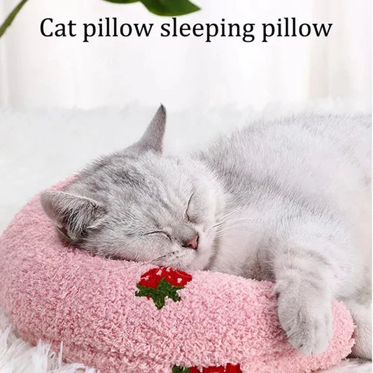 Warm Fluffy Pet Neck Pillow Comfortable U-Shaped Cushion for Cats Dogs Anxiety Relief and Deep Sleep by PDG ibma
