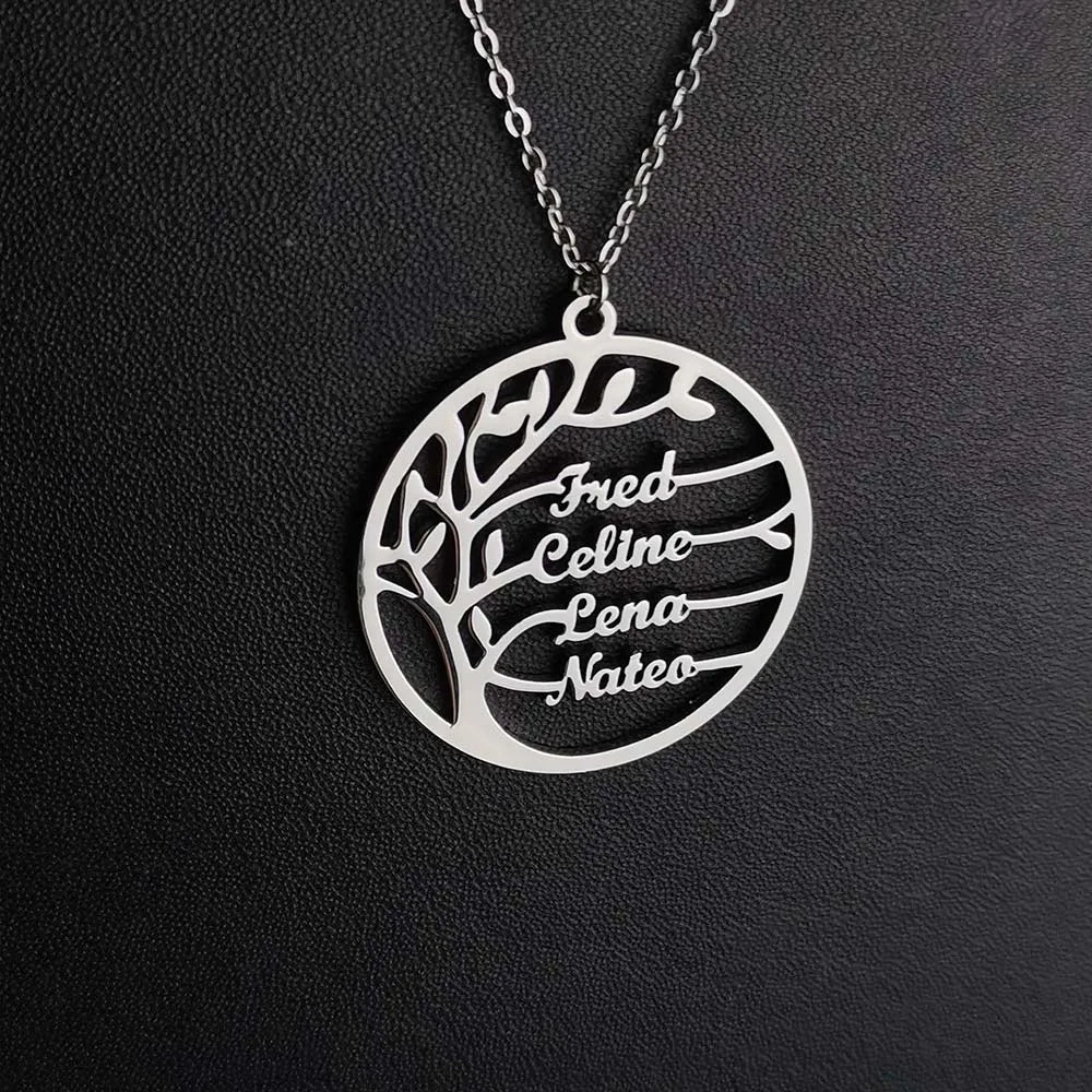 Family Necklace Name Necklace Stainless Steel Family Tree Family Tree Gold Tree of Life Necklace Mother's Day gift