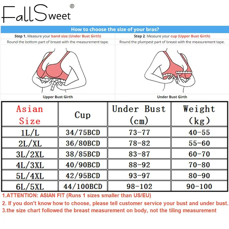 FallSweet Seamless Ice Silk Push Up Bra for Women Wireless Lace Bralette Plus Size Brassiere Summer Comfort Underwear Lingerie