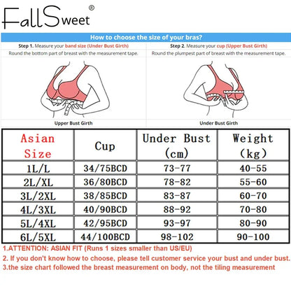 FallSweet Seamless Ice Silk Push Up Bra for Women Wireless Lace Bralette Plus Size Brassiere Summer Comfort Underwear Lingerie
