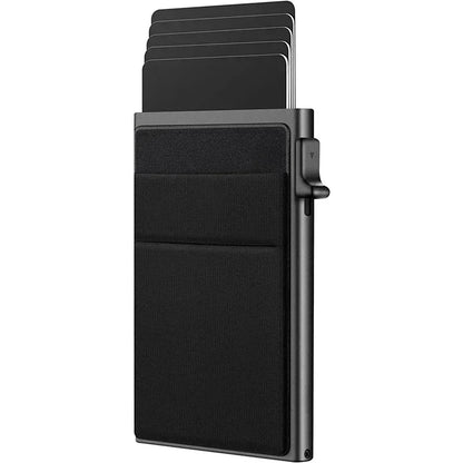 Slim RFID Blocking Metal Wallet for Men - Minimalist Smart Magic Card Case Holder with Protection for Bank ID and Credit Cards