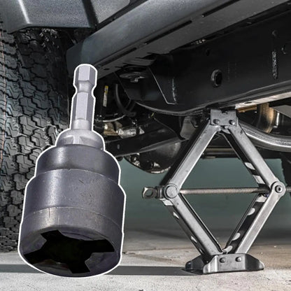 Universal Scissor Car Jack Adapter Rv Stabilizer Jack Drill Adapter Car Disassemble Tool Steel Ball Joint Rod Impact Wrench Tool
