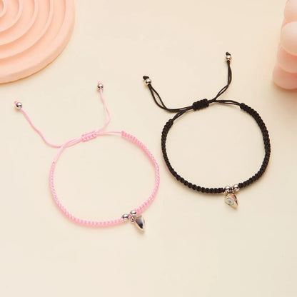 Handmade Heart Magnet Bracelet for Women Men Fashion Adjustable Braided Couple Bracelet Lovers Bestie Friendship Jewelry Sets