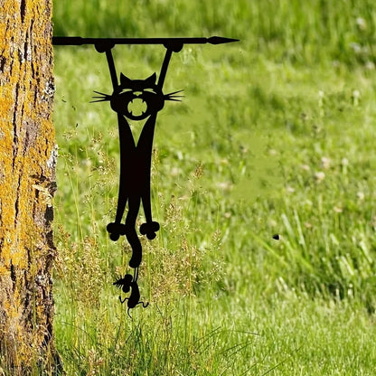1pc Cat and Mouse Metal Wall Art - Whimsical Silhouette Outdoor Garden Decor, Ideal for Home and Garden, Mother'S Day Gift