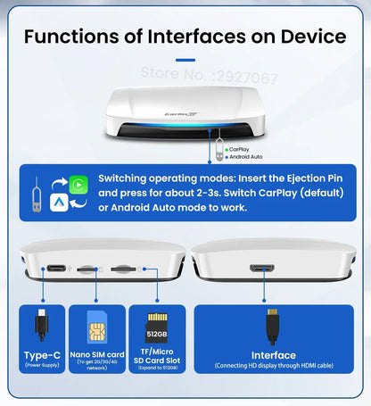 HDMI CarlinKit Android 13 CarPlay Ai Box SDM660 6225 Wireless CarPlay Android Auto Video TV Streaming Box for OEM Car 8G+128G