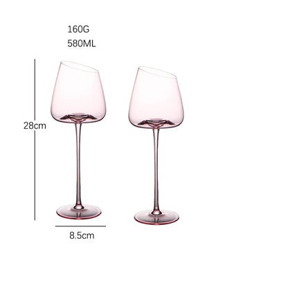 French Pink Flamingo Red Wine Glasses Set Crystal Glass Goblet Creative Inclined Mouth Concave Bottom Champagne Wine Cup Blue