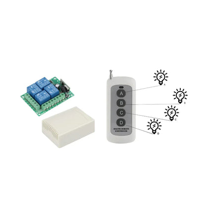 433MHz Wireless DC 12V Remote Control Switch 1CH RF 10A Relay Receiver and 2CH Transmitter For Door Electromagnetic Lock DIY
