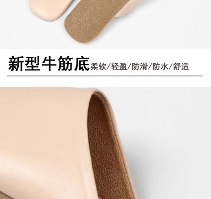 Sheepskin Genuine Leather Slippers Women Non-Slip Waterproof Slides Unsex Indoor Outdoor Home Shoes