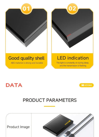 KODAK P190 Portable External Hard Drive 500GB 1TB USB 3.0 HDD Mechanical Mobile Disk for PC Laptop Gaming Storage