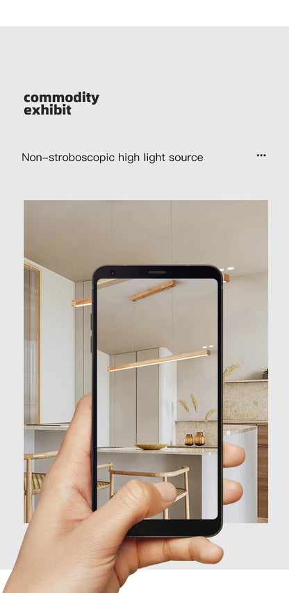 Modern Hanging Chandelier For Dining Room Kitchen Shop Long Table Wooden Chandelier Pendent Lamp Minimalist Design Led Lighting