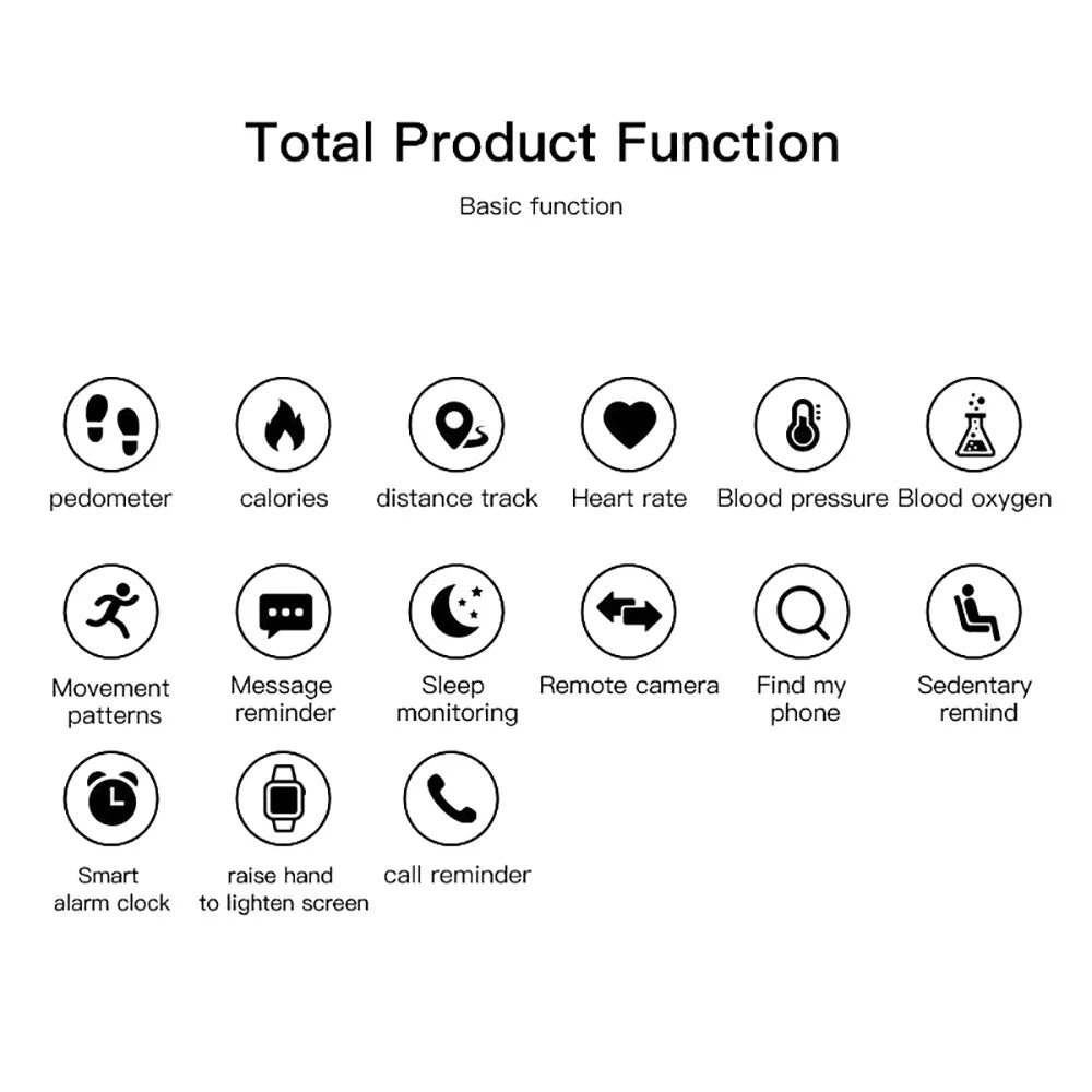 D18 Smart Watch For Ios Android Men Waterproof Smartwatch Women Sleep Monitor Message Fitness Tracker Bracelet Sport Watches SMS