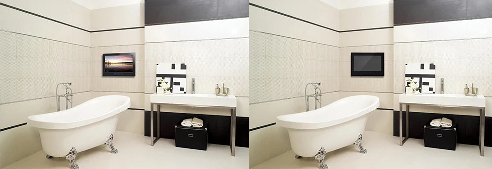 Souria 22 inches Smart Magic Mirror Waterproof TV for Bathroom Hotel DTV Tuner WiFi Bluetooth Built-in Apps Store ATSC DVB-T T2