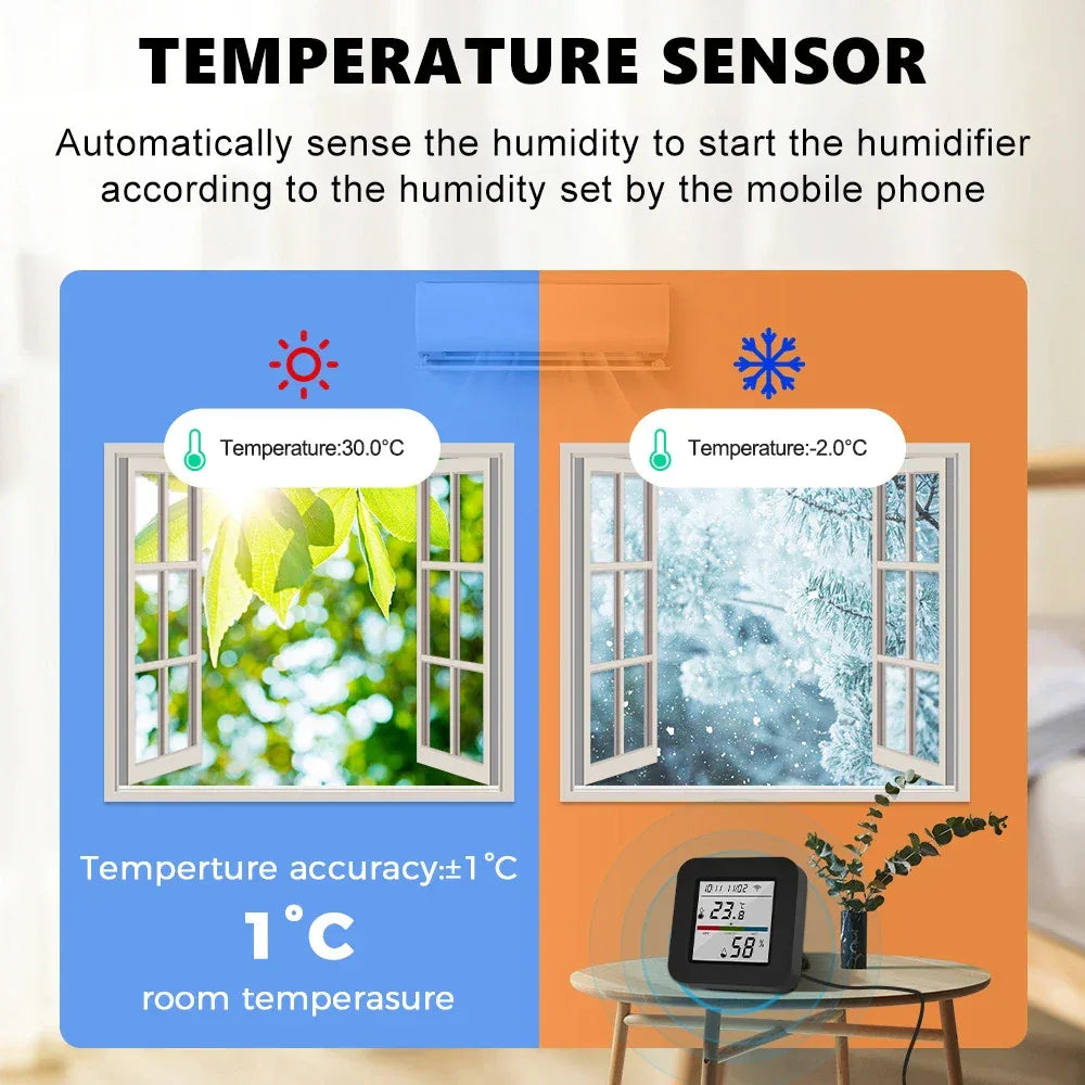 Tuya Smart Universal IR Remote With Temperature Humidity Sensor for Air Conditioner TV AC Works with Alexa Google Home Yandex