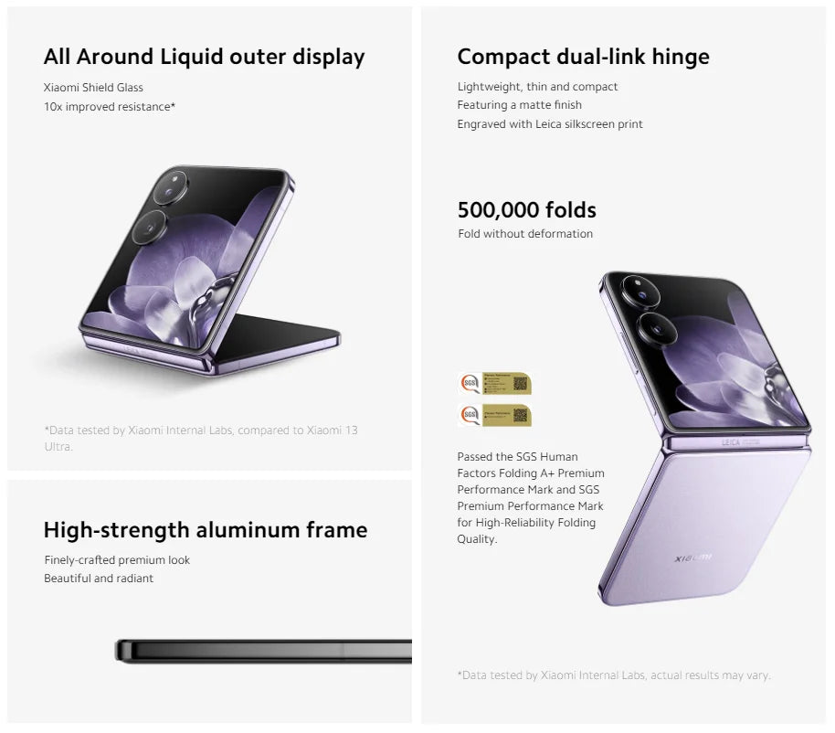 Global Version Xiaomi MIX Flip Leica 50MP Camera 4780mAh 67 W 12GB 512GB Snapdragon 8 Gen 3 Hyper Charger 6.86" 120Hz Display