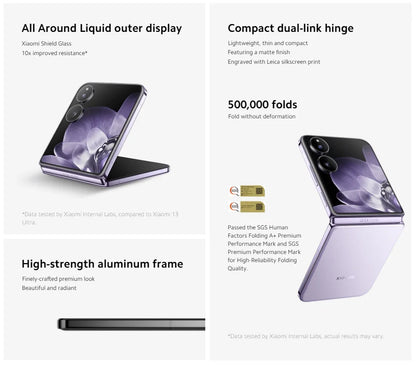 Global Version Xiaomi MIX Flip Leica 50MP Camera 4780mAh 67 W 12GB 512GB Snapdragon 8 Gen 3 Hyper Charger 6.86" 120Hz Display