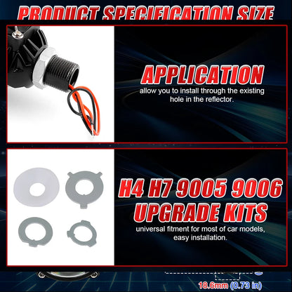 2.5 Inch Bi Led Projector Lens Led Light H4 H7 9005 9006 Car Headlight Bulb High Low Beam 6000K Diode 100W 40000LM Turbo Tuning