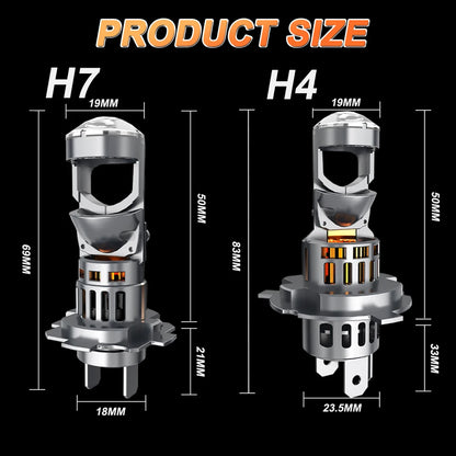 New H4 H7 LED Projector Lens Headlight 5500000LM Wireless Plug And Play CANBUS Car Lights 1:1 Design 800% Brightness Headlamp