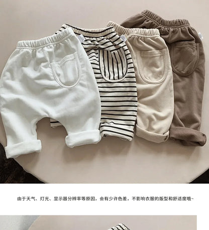 2025Spring Autumn New Baby PP Pants 1-5Y Boys Girls Cotton Striped Loose Harem Trousers Toddler Daily Infant Wear Kids Clothing