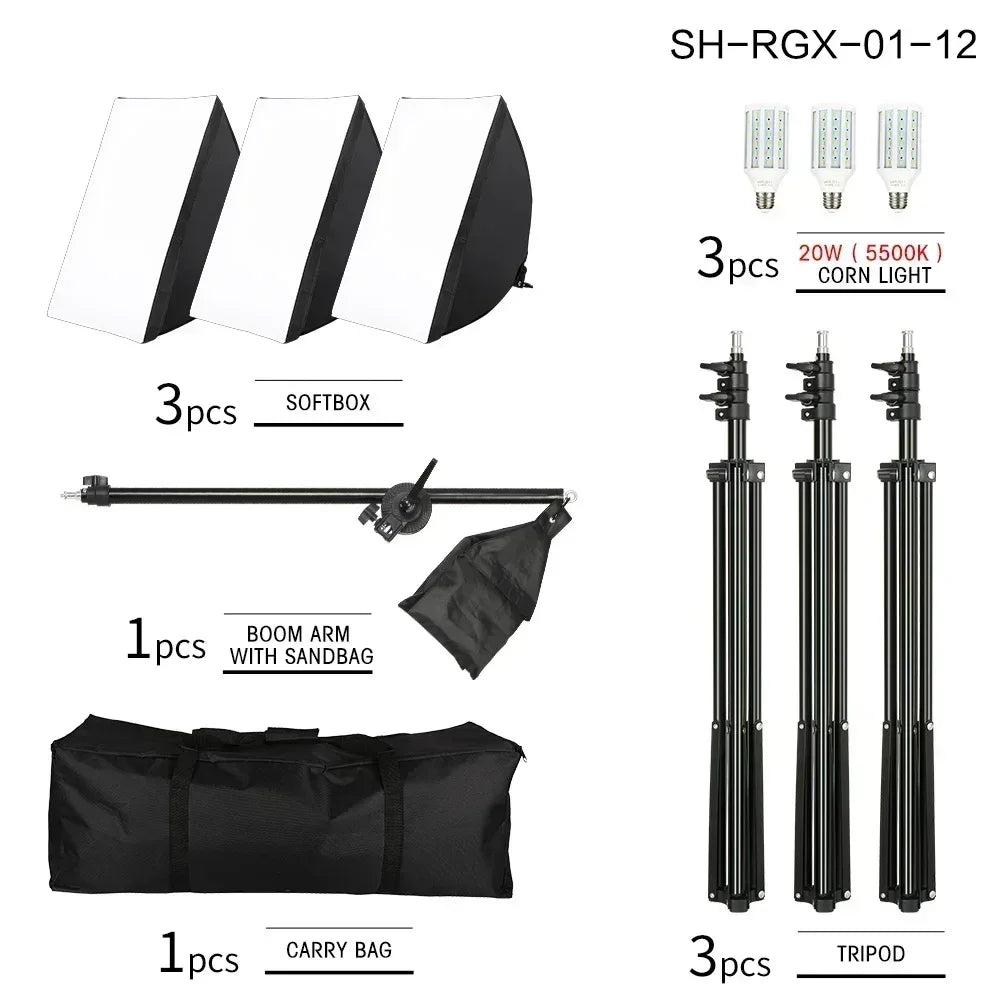 Softbox Light Photography Kit Photo 2M Tripiod for Soft Box Disc Light Led 45W Photo Studio Stand Lighting Shooting Lamp Video
